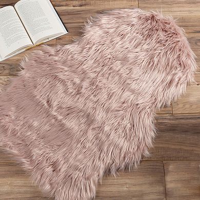 Lavish Home Faux Sheepskin Throw Rug