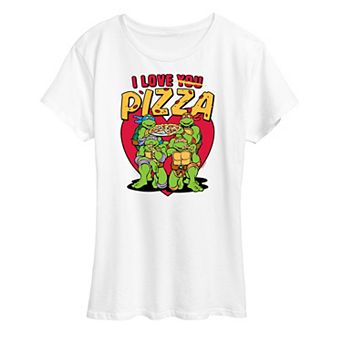 Women's Teenage Mutant Ninja Turtles I Love You Pizza Graphic Tee