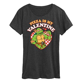 Women's Teenage Mutant Ninja Turtles Pizza Is My Valentine Graphic Tee