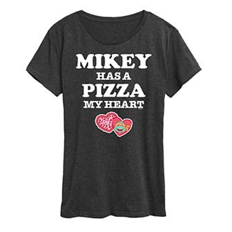 Women's Teenage Mutant Ninja Turtles Pizza My Heart Mikey Graphic Tee