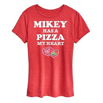 Women's Teenage Mutant Ninja Turtles Pizza My Heart Mikey Graphic Tee