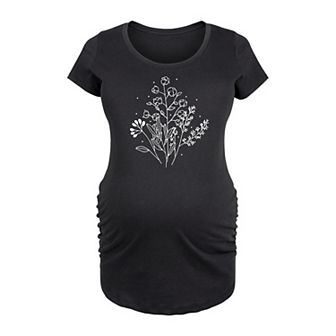 Maternity Fall Flowers Graphic Tee