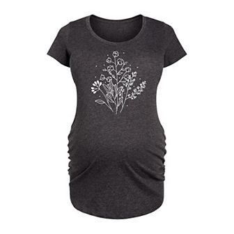 Maternity Fall Flowers Graphic Tee