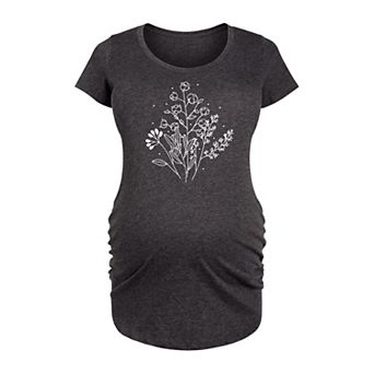 Maternity Fall Flowers Graphic Tee