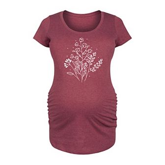 Maternity Fall Flowers Graphic Tee