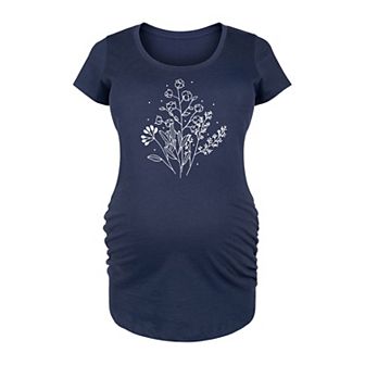 Maternity Fall Flowers Graphic Tee