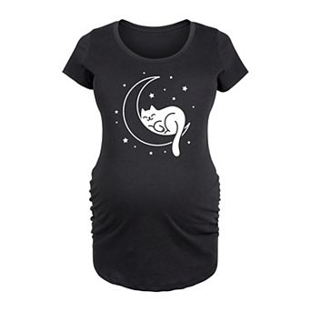 Maternity Cat Sleeping On Moon Graphic Tee