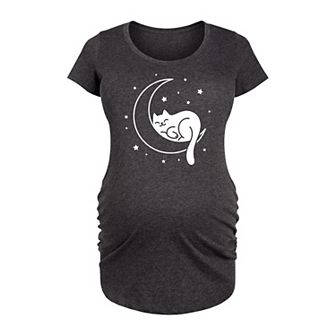 Maternity Cat Sleeping On Moon Graphic Tee