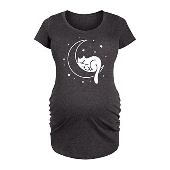 Maternity Cat Sleeping On Moon Graphic Tee