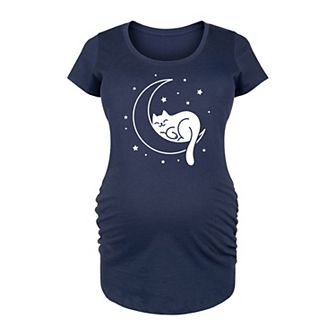 Maternity Cat Sleeping On Moon Graphic Tee