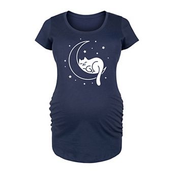 Maternity Cat Sleeping On Moon Graphic Tee