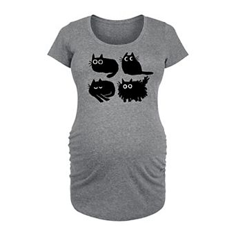 Maternity Sketched Black Cats Graphic Tee