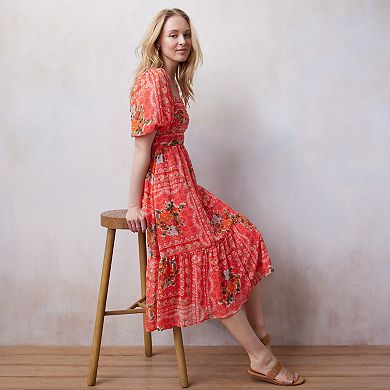 Women's LC Lauren Conrad Pleated Bodice Squareneck Midi Dress