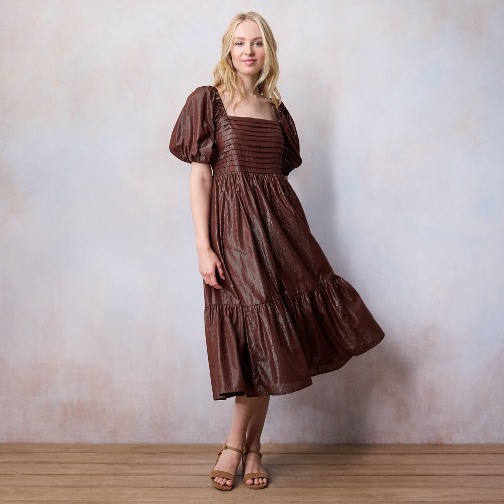Women's LC Lauren Conrad Pleated Bodice Squareneck Midi Dress