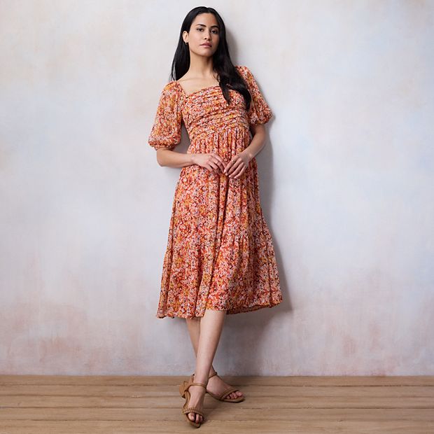 Women's LC Lauren Conrad Pleated Bodice Squareneck Midi Dress