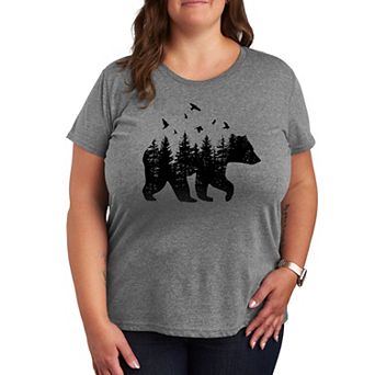 Plus Size Forest Bear Silhouette Graphic Tee