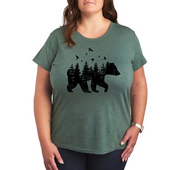 Plus Size Forest Bear Silhouette Graphic Tee