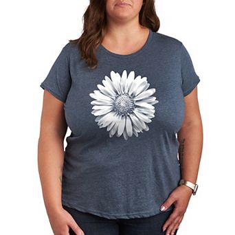 Plus Size White Daisy Graphic Tee