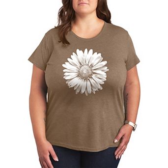 Plus Size White Daisy Graphic Tee