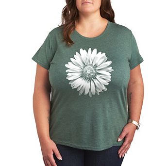 Plus Size White Daisy Graphic Tee