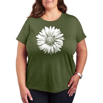 Plus Size White Daisy Graphic Tee