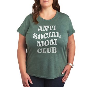 Plus Size Anti Social Mom Club Graphic Tee