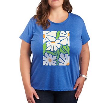 Plus Size Deco Flowers Graphic Tee