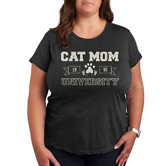 Plus Size Cat Mom University Graphic Tee