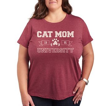 Plus Size Cat Mom University Graphic Tee
