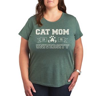 Plus Size Cat Mom University Graphic Tee