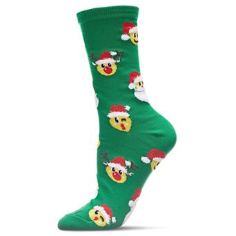 Smiley Santa Holiday Crew Sock