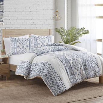 Indigo Ink Denim Geometric Stripe Comforter Set