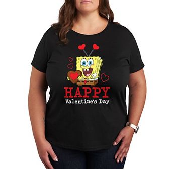 Plus Size SpongeBob Squarepants Happy Valentines Day Graphic Tee