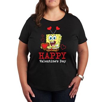 Plus Size SpongeBob Squarepants Happy Valentines Day Graphic Tee
