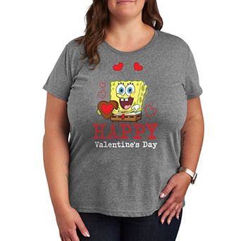 Plus Size SpongeBob Squarepants Happy Valentines Day Graphic Tee