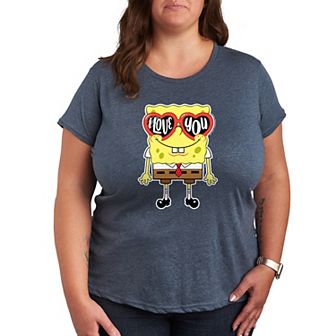 Plus Size SpongeBob SquarePants I Love You Heart Glasses Graphic Tee