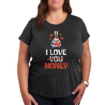 Plus Size Nickelodeon SpongeBob Squarepants Mr. Krabs I Love Money Graphic Tee