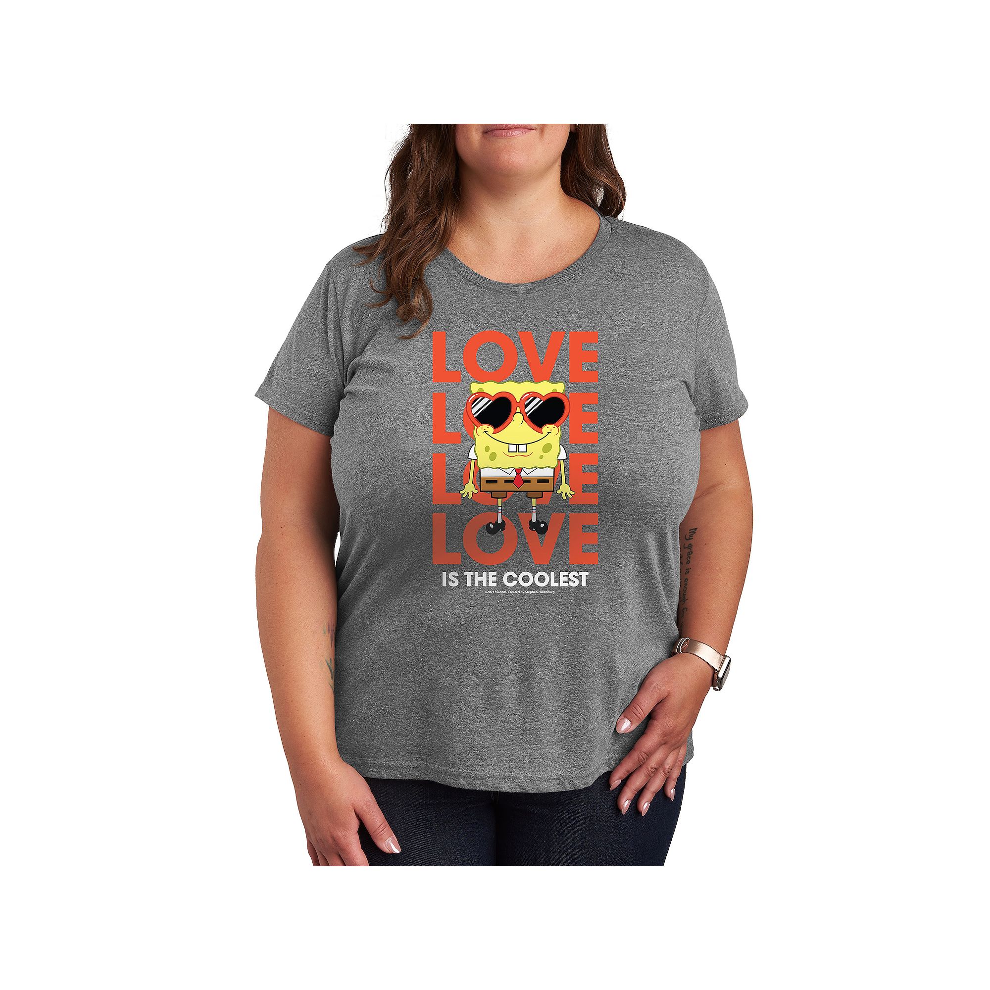 Plus Size Nickelodeon SpongeBob Squarepants Love The Coolest Graphic Tee, W