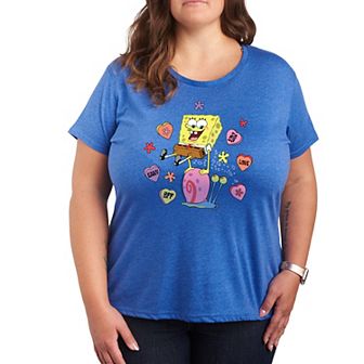 Plus Size Nickelodeon SpongeBob Squarepants Spongebob Gary Candy Hearts Graphic Tee
