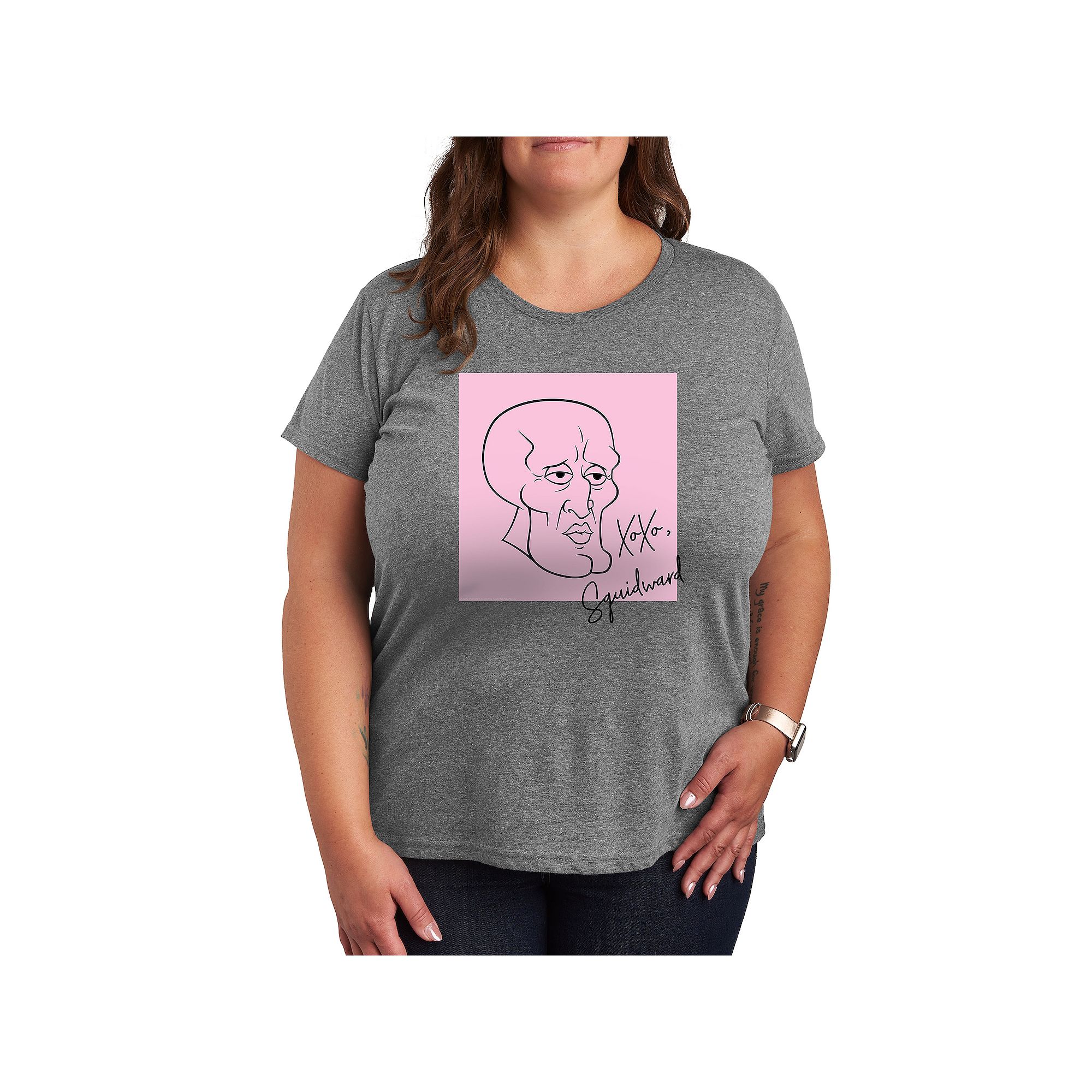 Plus Size SpongeBob Squarepants Xoxo Squidward Graphic Tee, Womens, Size: 