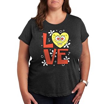 Plus Size SpongeBob Squarepants Love Heart Graphic Tee