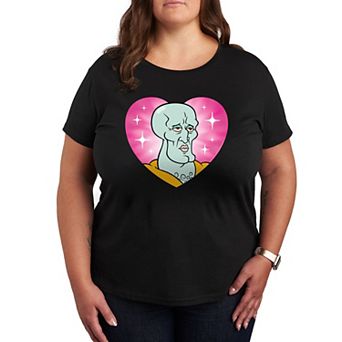 Plus Size SpongeBob Squarepants Handsome Squidward Heart Graphic Tee