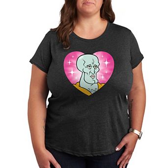 Plus Size SpongeBob Squarepants Handsome Squidward Heart Graphic Tee