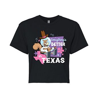 Juniors' SpongeBob SquarePants Better In Texas Cropped Tee
