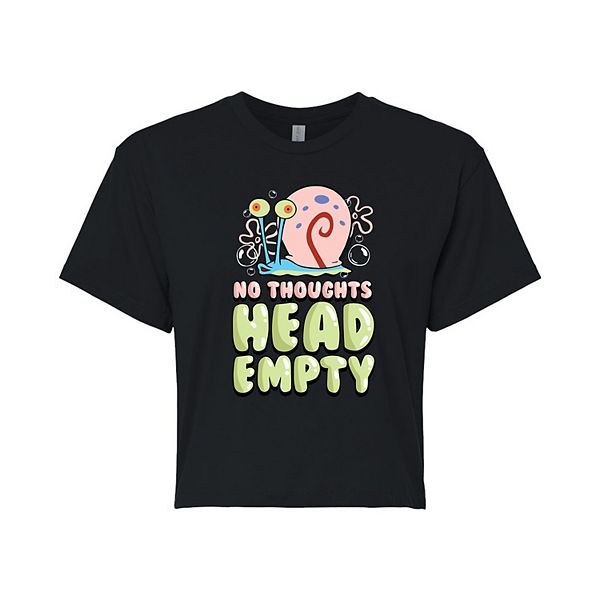 Juniors' SpongeBob SquarePants Gary Head Empty Cropped Tee