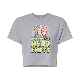 Juniors' SpongeBob SquarePants Gary Head Empty Cropped Tee
