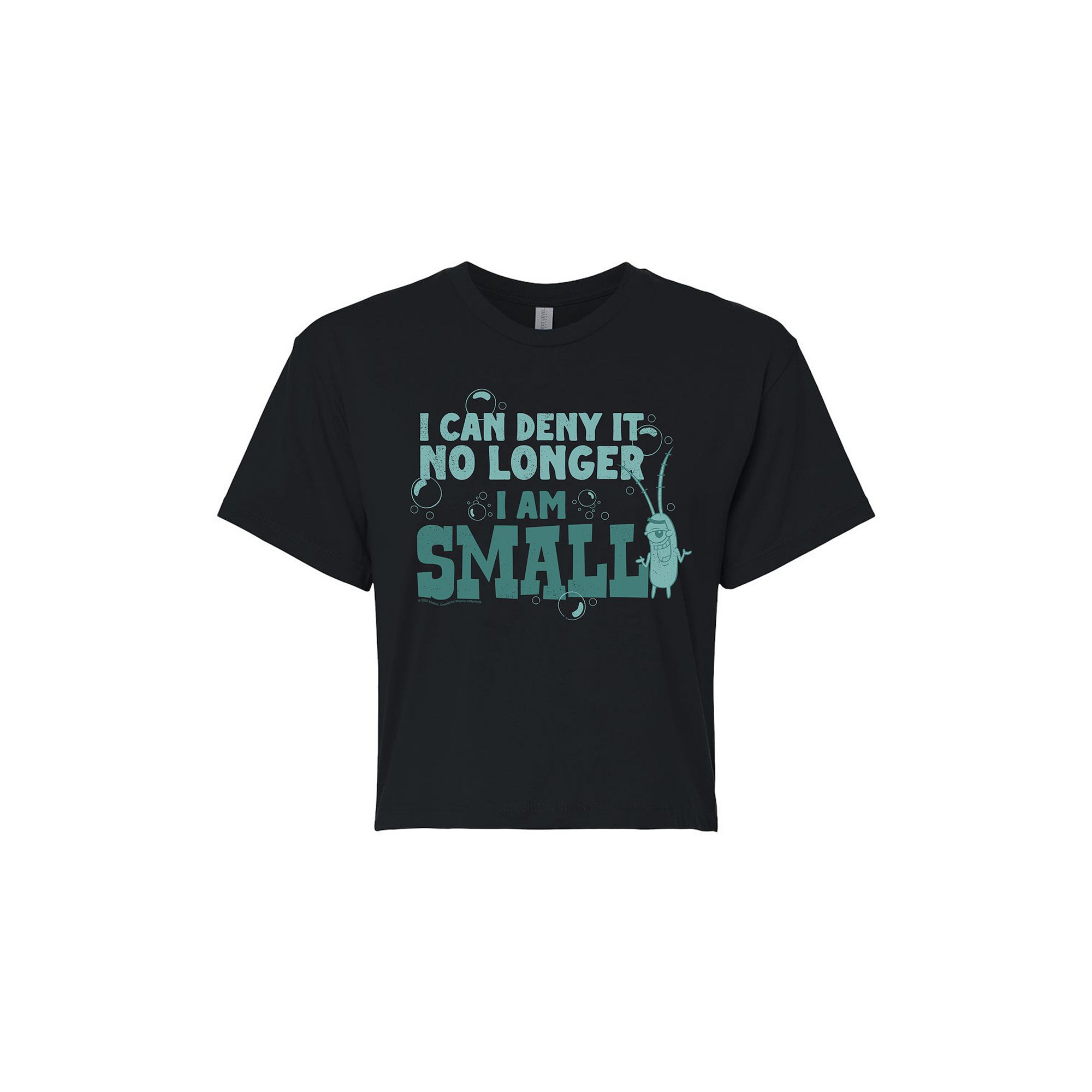 Juniors SpongeBob SquarePants Plankton I Am Small Cropped Tee, Girls, Bla
