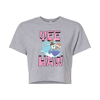 Juniors' SpongeBob SquarePants Sandy Cheeks Yee Haw Cropped Tee