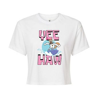 Juniors' SpongeBob SquarePants Sandy Cheeks Yee Haw Cropped Tee