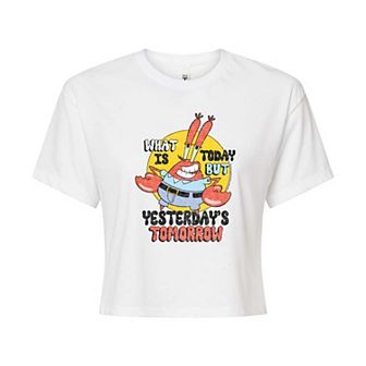 Juniors' SpongeBob SquarePants Mr. Krabs What Is Today Cropped Tee